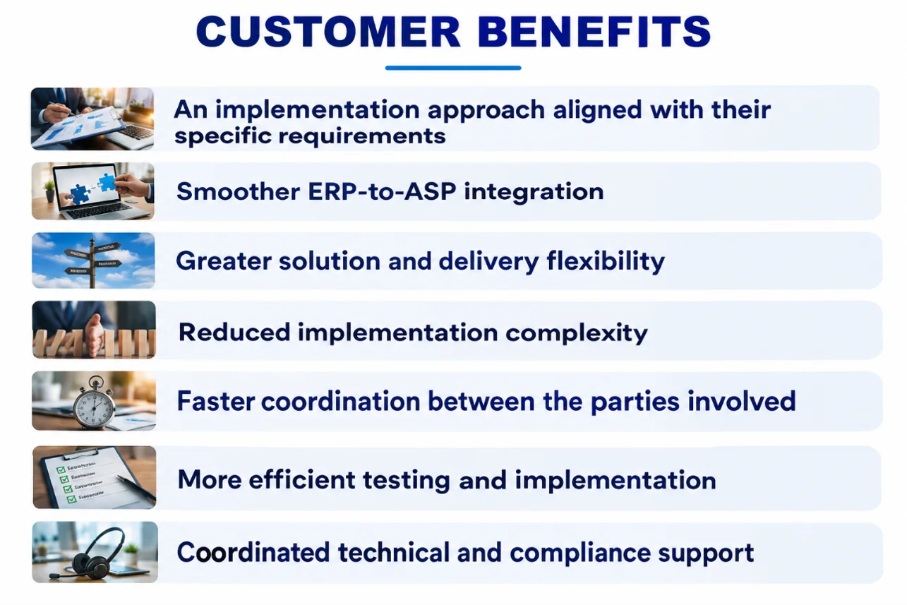 Customer benefits of a coordinated ERP-to-ASP e-invoicing implementation with PBSS